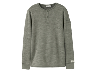 Name It blouse dried sage with button closure in merino wool