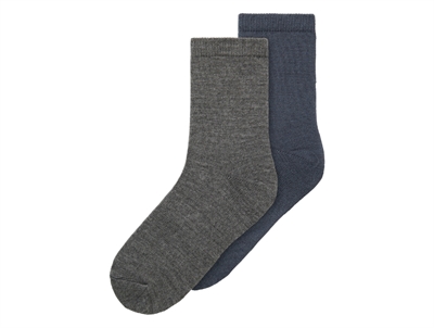 Name It ombre blue/dark grey melange socks wool/cotton (2-pack)