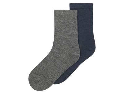 Name It ombre blue/dark grey melange socks wool/cotton (2-pack)