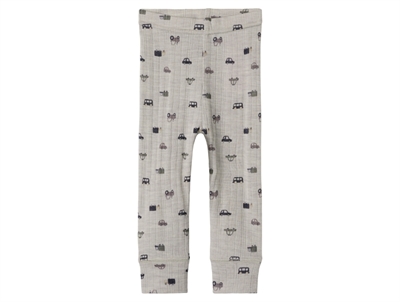 Name It leggings nacreous cloud with car print in merino wool