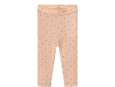 Lil Atelier rugby tan heart leggings pointelle merino wool