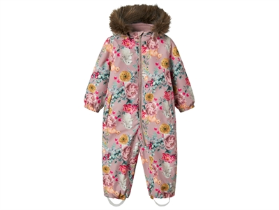 Name It snowsuit woodrose with floral print and detachable hood