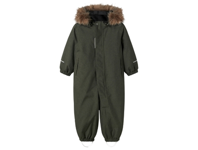 Name It snowsuit deep depths melange with detachable hood and fur trim