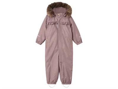 Name It snowsuit woodrose with glitter print and detachable hood