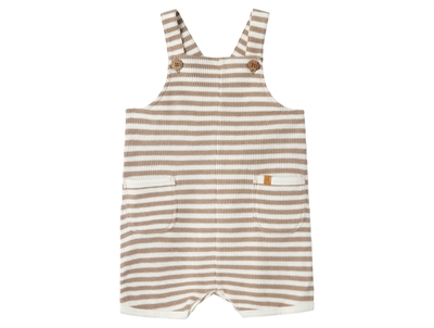 Lil Atelier mocha meringue striped overall shorts