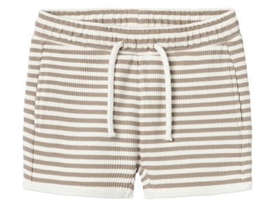 Lil Atelier mocha meringue/coconut milk striped shorts