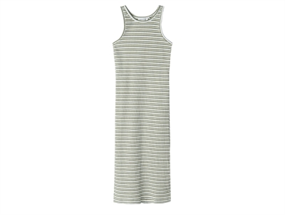 Name It oil green/bright white striped maxi tank dress