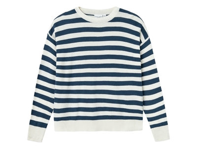 Name It dark denim striped loose knit blouse