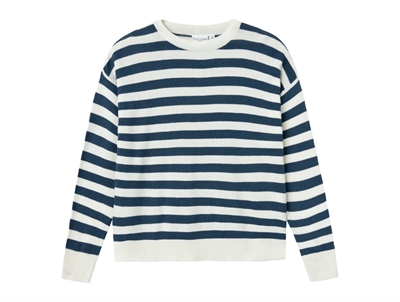 Name It dark denim striped loose knit blouse