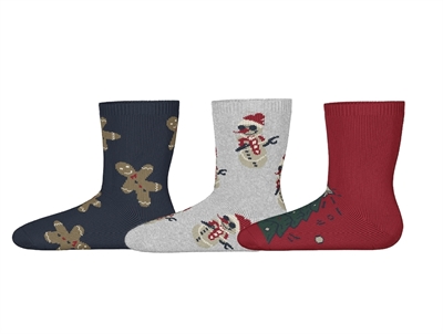 Name It socks navy blazer/grey melange/jester red with Christmas pattern (3-pack)
