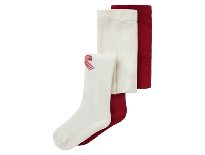 Name It tights jester red/cloud dancer with Christmas motifs (2-pack)