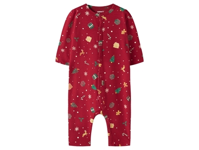 Name It sleepsuit jester red with Christmas print