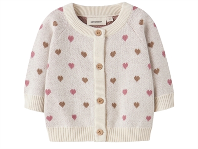 Lil' Atelier cardigan turtledove with heart print