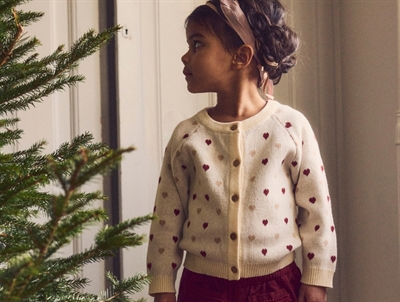 Lil' Atelier cardigan turtledove with heart print