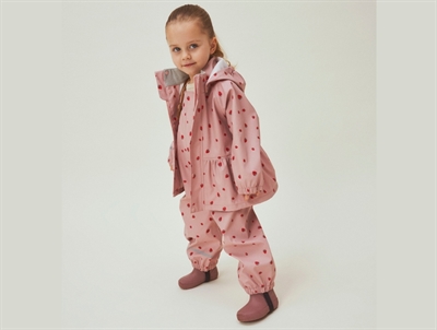 Name It rain set pale mauve with strawberry print