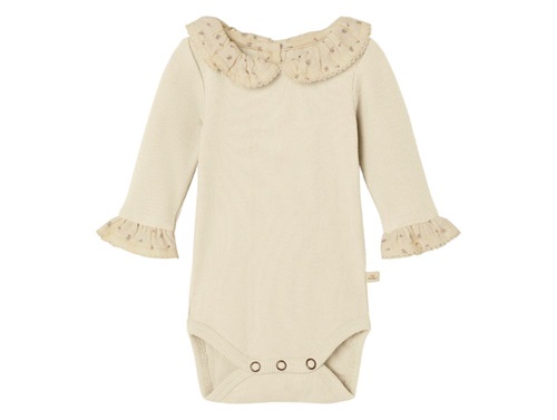 Lil Atelier turtledove frill collar bodysuit