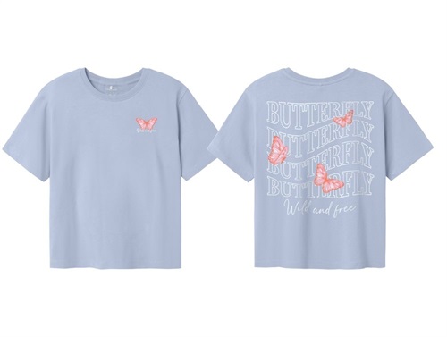 Name It t-shirt xenon blue with butterfly print  