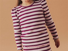 Name It t-shirt boysenberry with stripes and frill edge  