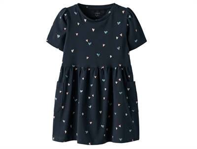 Name It dress dark sapphire with heart print and pockets