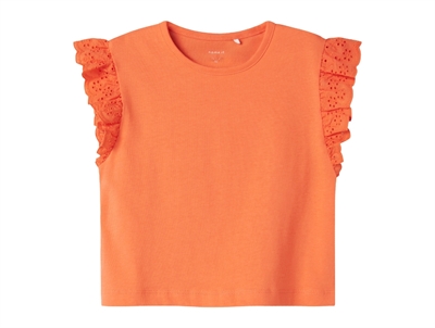 Name It top fresh salmon with embroidered ruffles
