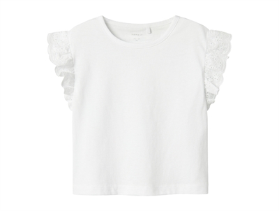 Name It top lucent white with embroidered ruffles