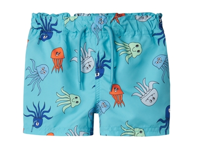 Name It swim shorts blue atoll with octopus print and adjustable waist