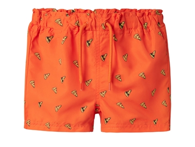 Name It swim shorts red orange with pizza print and adjustable waist