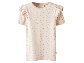 Lil' Atelier dress peach whip with swan print and frill sleeves  