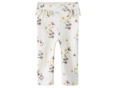 Lil' Atelier leggings coconut milk with pink floral print