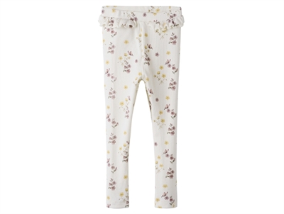Lil' Atelier leggings coconut milk with pink floral print
