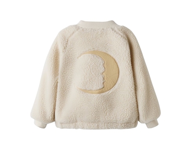 Lil’ Atelier bomber teddy jacket turtledove with rainbow embroidery