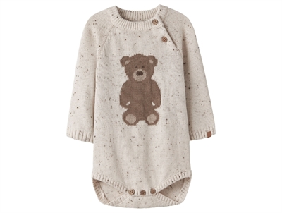 Lil' Atelier knit body turtledove with teddy bear motif