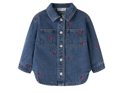 Name It jacket medium blue denim with ladybug embroidery