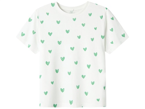 Name It t-shirt white with green hearts