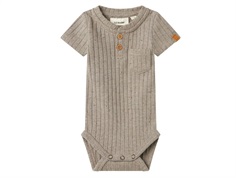 Lil' Atelier bodysuit mourning dove with buttons  