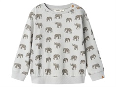Lil' Atelier sweatshirt vapor blue with elephant print and button closure  