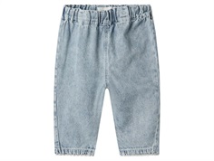 Lil' Atelier jeans medium blue denim with adjustable waist and raw edges  
