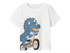 Name It t-shirt bright white bike with dino on a bike  