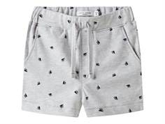 Name It shorts light grey melange with sailboat print and drawstring  