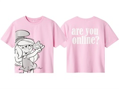 Name It t-shirt pink with Smurfette print