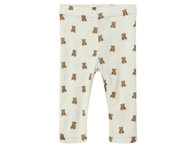 Lil' Atelier leggings turtledove melange in wool/modal with teddy bear print