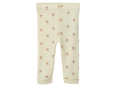 Lil' Atelier leggings turtledove melange in wool/modal with bow print