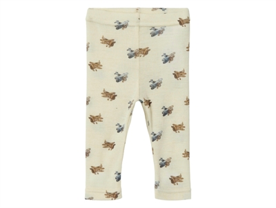 Lil' Atelier leggings turtledove melange in wool/modal with airplane print