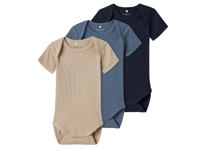 Name It baby blue elephant bodysuit (3-pack)
