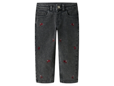 Name It jeans medium grey denim with floral embroidery