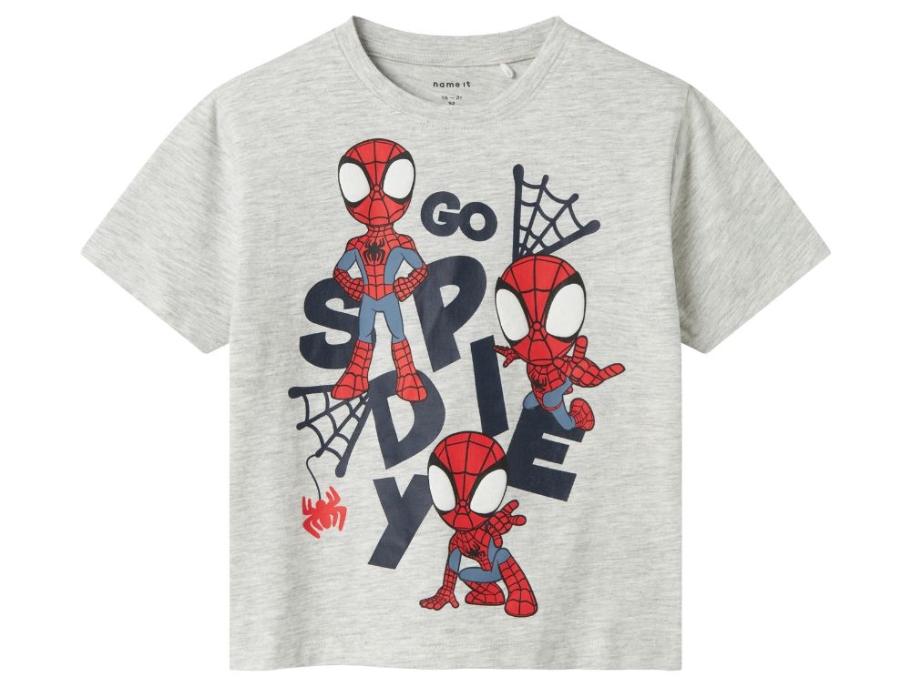 Name It t-shirt light grey melange with Spider-Man and 3D effect