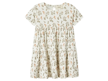 Lil' Atelier dress peach whip with swan print and frill sleeves  