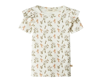 Lil' Atelier dress peach whip with swan print and frill sleeves  