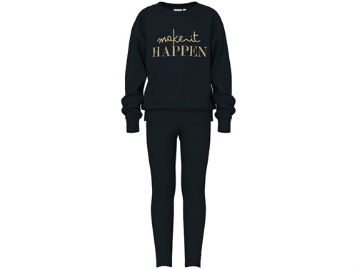 Name It sweatsuit black with gold glitter text print  