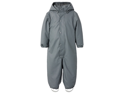 Lil' Atelier rubber snowsuit ultimate grey with blue stripes
